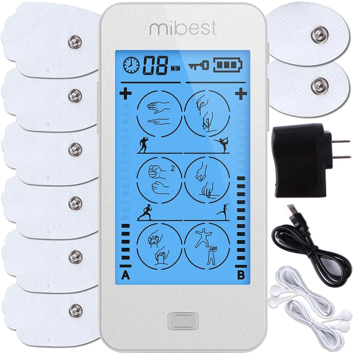 MIBEST Portable TENS Unit - Electronic Pulse Massager-EMS Electrotherapy Muscle Stimulator - Electronic Pulse Stimulator- Muscle Stimulator Machine for Women and Men
