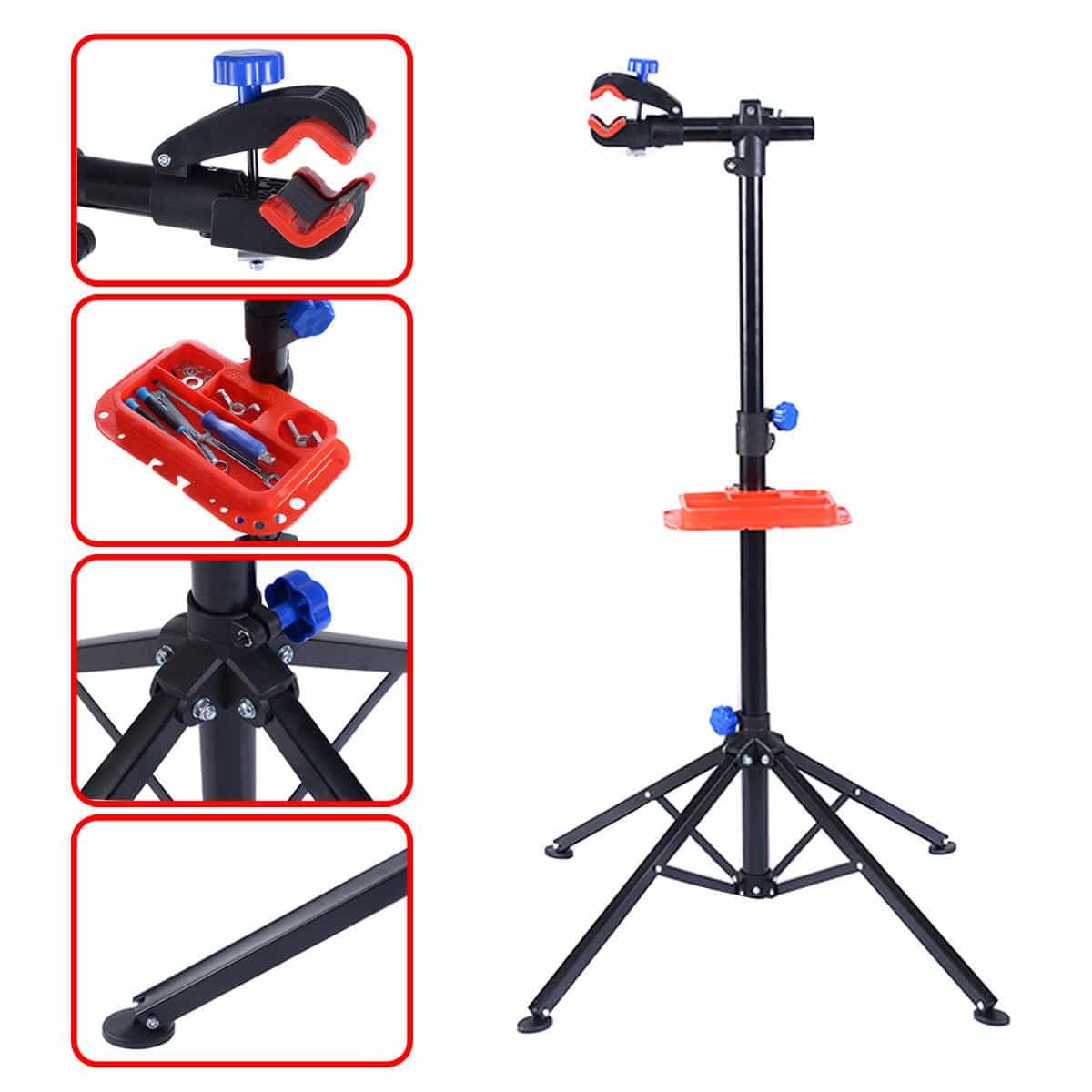 S AFSTAR Pro Mechanic Bike Repair Stand Adjustable 41" to 75" Cycle Rack Bicycle Workstand Tool Tray